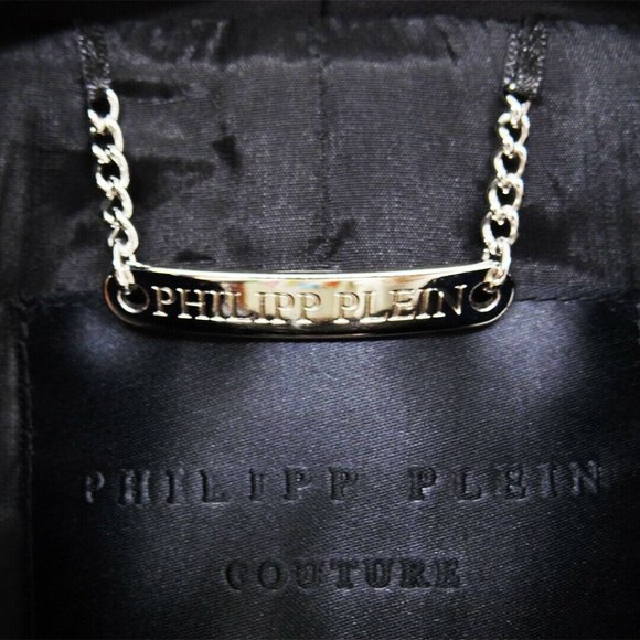 $3375 Philipp Plein Black Embellished Sleeveless Tuxedo 'Chopper' Dress Size S - Picture 7 of 10